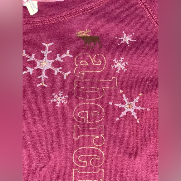 Abercrombie and & Fitch wine snowflake moose top y2k size Large Bella Swan - Picture 2 of 5